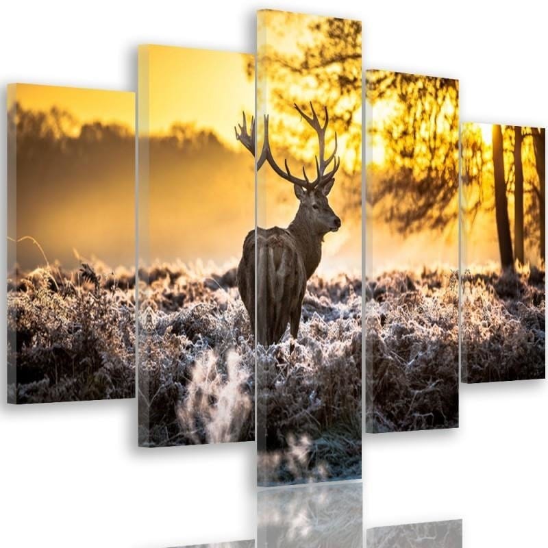 Kanva no 5 daļām - Type A, Deer At Sunset Home Trends DECO