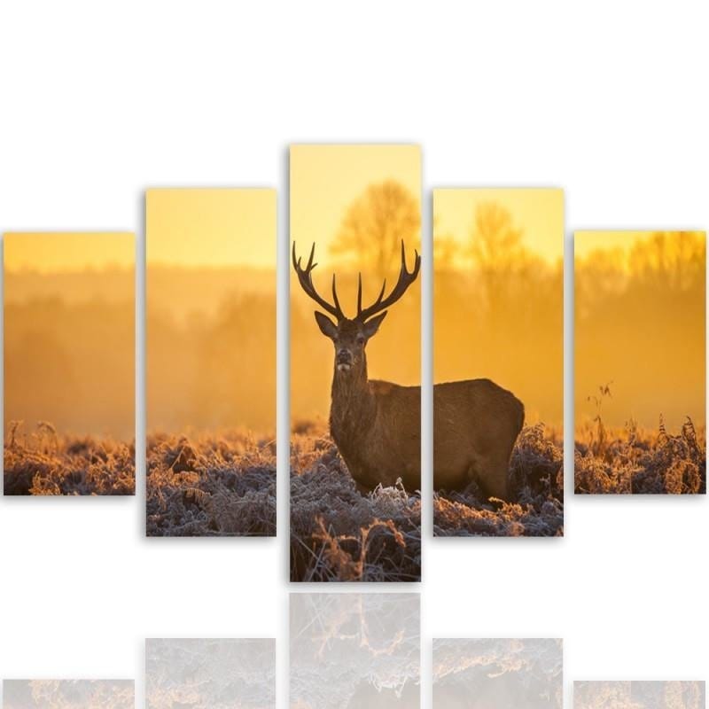 Kanva no 5 daļām - Type A, Deer Sunset 2 Home Trends DECO