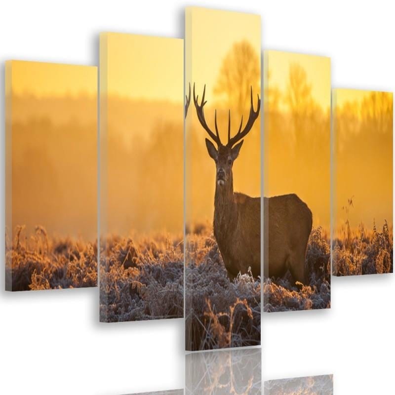 Kanva no 5 daļām - Type A, Deer Sunset 2 Home Trends DECO