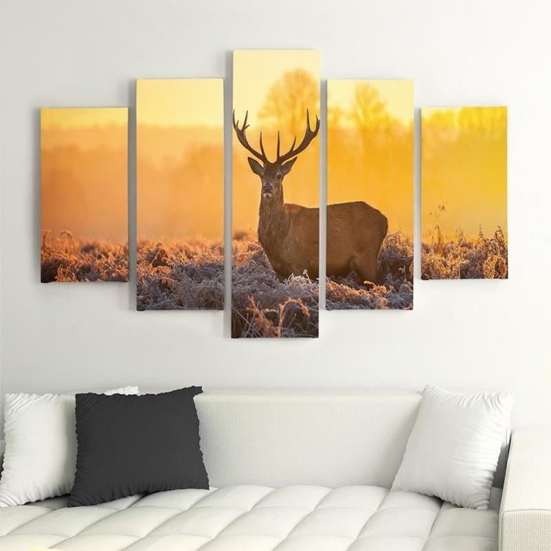 Kanva no 5 daļām - Type A, Deer Sunset 2 Home Trends DECO