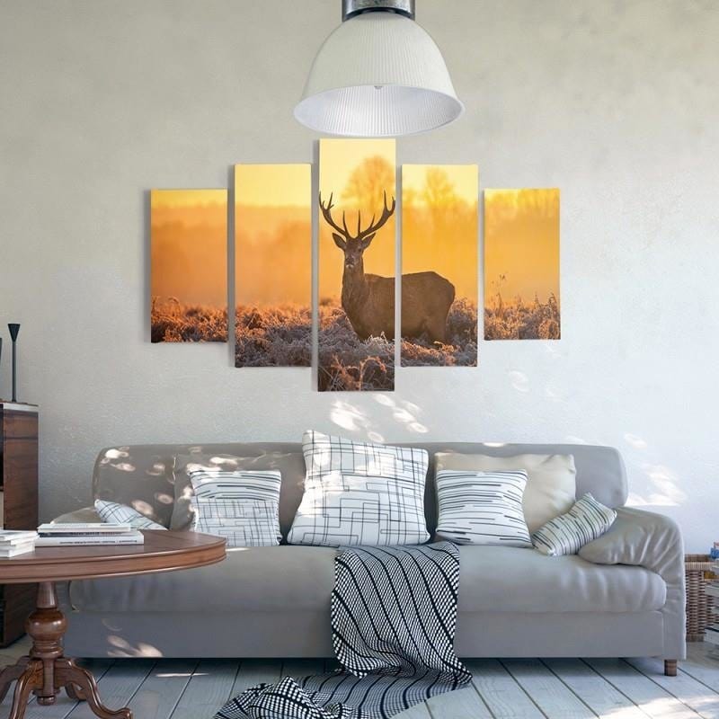 Kanva no 5 daļām - Type A, Deer Sunset 2 Home Trends DECO