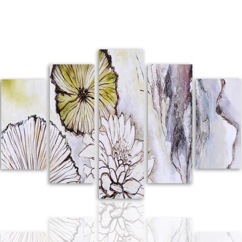 Kanva no 5 daļām - Type A, Flowers - Abstraction Home Trends DECO