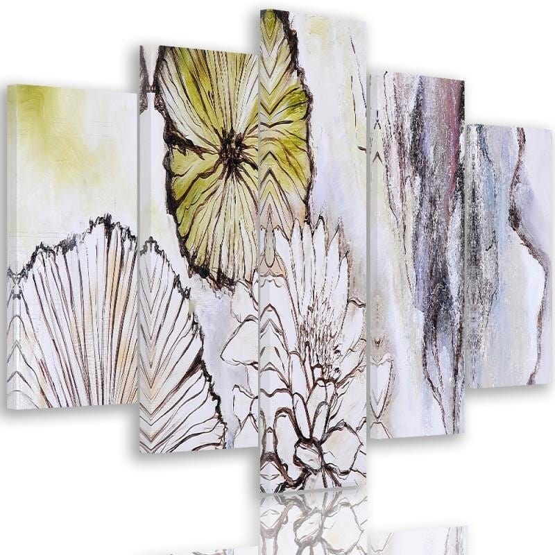Kanva no 5 daļām - Type A, Flowers - Abstraction Home Trends DECO