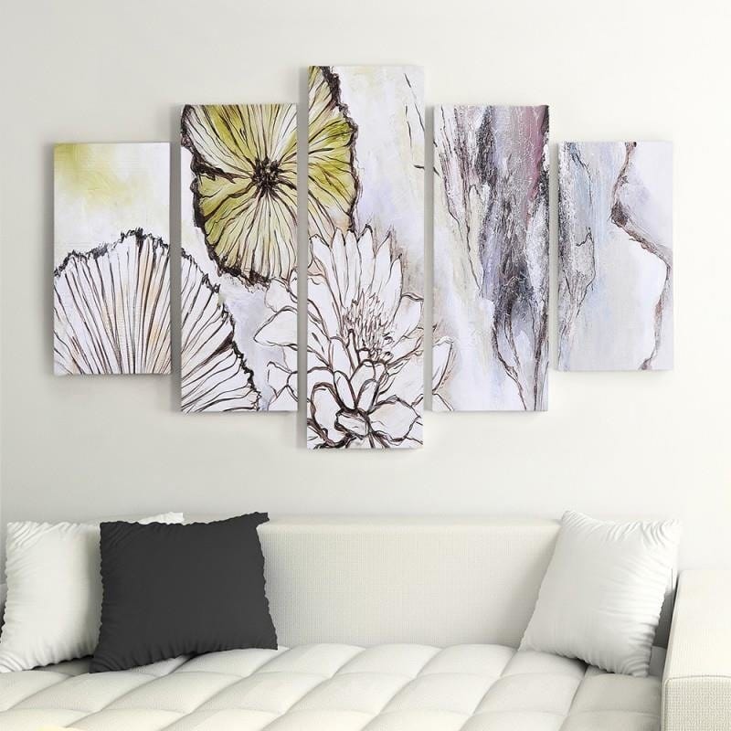 Kanva no 5 daļām - Type A, Flowers - Abstraction  Home Trends DECO