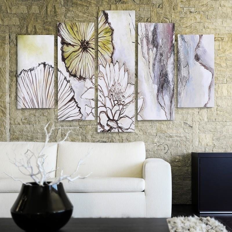 Kanva no 5 daļām - Type A, Flowers - Abstraction  Home Trends DECO