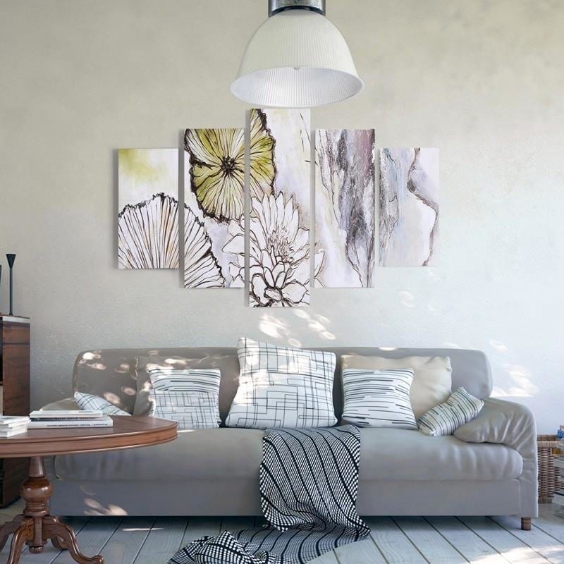 Kanva no 5 daļām - Type A, Flowers - Abstraction  Home Trends DECO