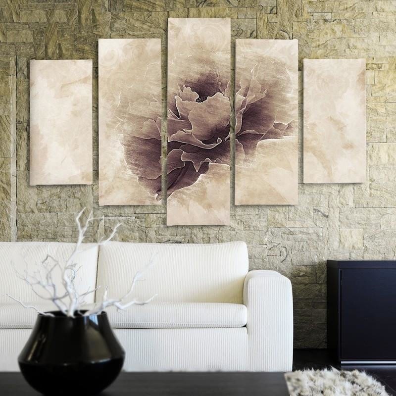 Kanva no 5 daļām - Type A, Gray Flower Home Trends DECO