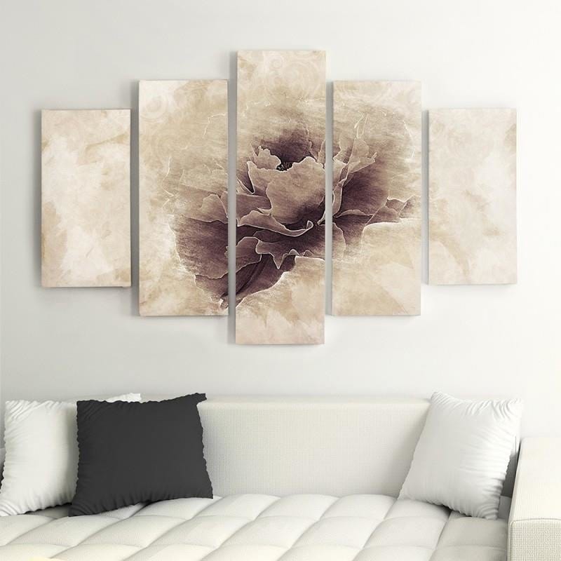 Kanva no 5 daļām - Type A, Gray Flower Home Trends DECO