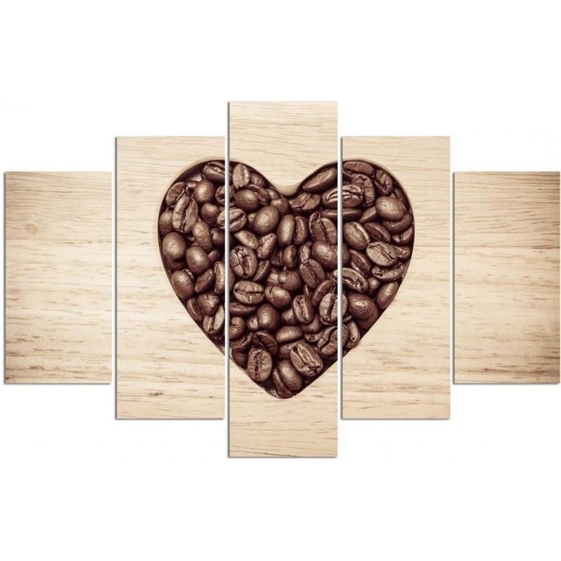 Kanva no 5 daļām - Type A, Heart Made Of Coffee Beans Home Trends DECO
