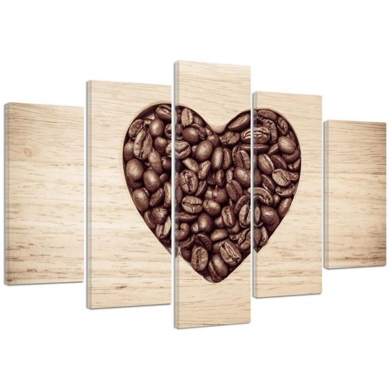 Kanva no 5 daļām - Type A, Heart Made Of Coffee Beans Home Trends DECO