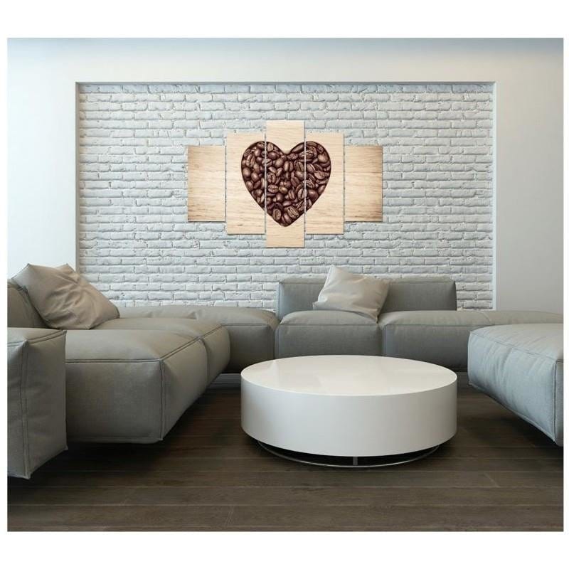 Kanva no 5 daļām - Type A, Heart Made Of Coffee Beans Home Trends DECO