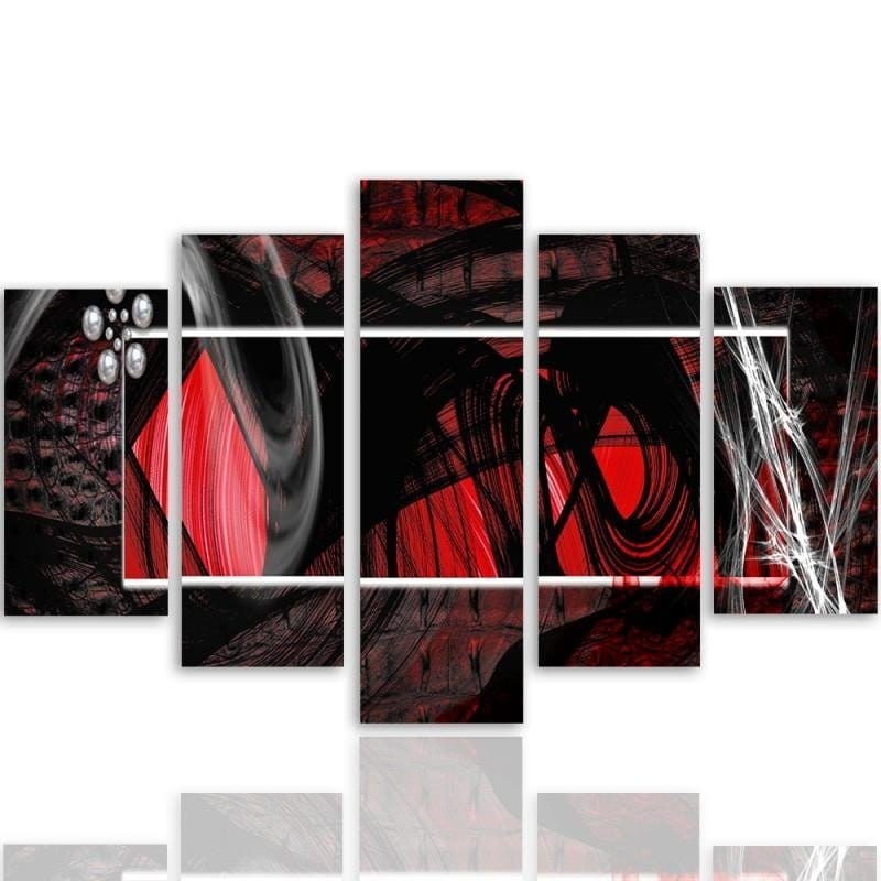Kanva no 5 daļām - Type A, Interior - Red Abstraction Home Trends DECO