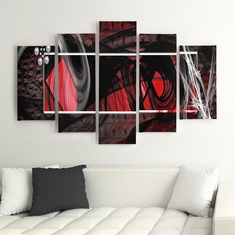 Kanva no 5 daļām - Type A, Interior - Red Abstraction  Home Trends DECO