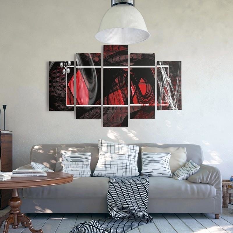 Kanva no 5 daļām - Type A, Interior - Red Abstraction  Home Trends DECO