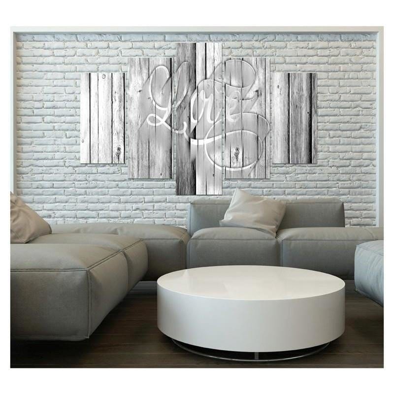 Kanva no 5 daļām - Type A, Love Inscription On The Gray Boards Home Trends DECO