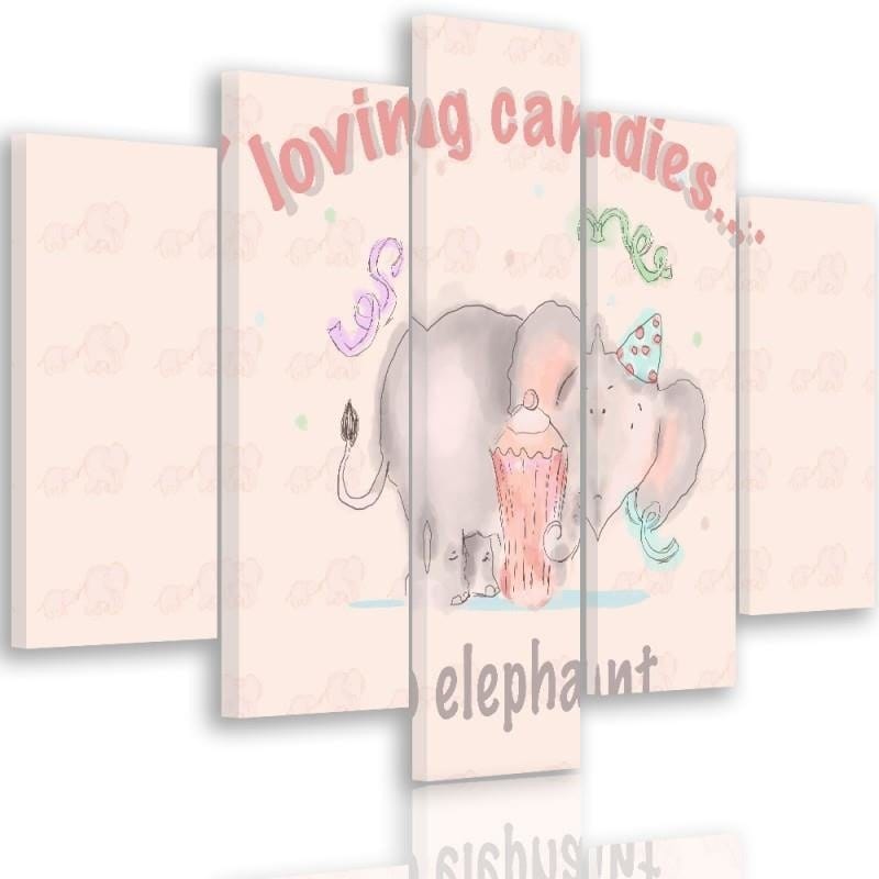 Kanva no 5 daļām - Type A, Loving Candies Elephant Home Trends DECO