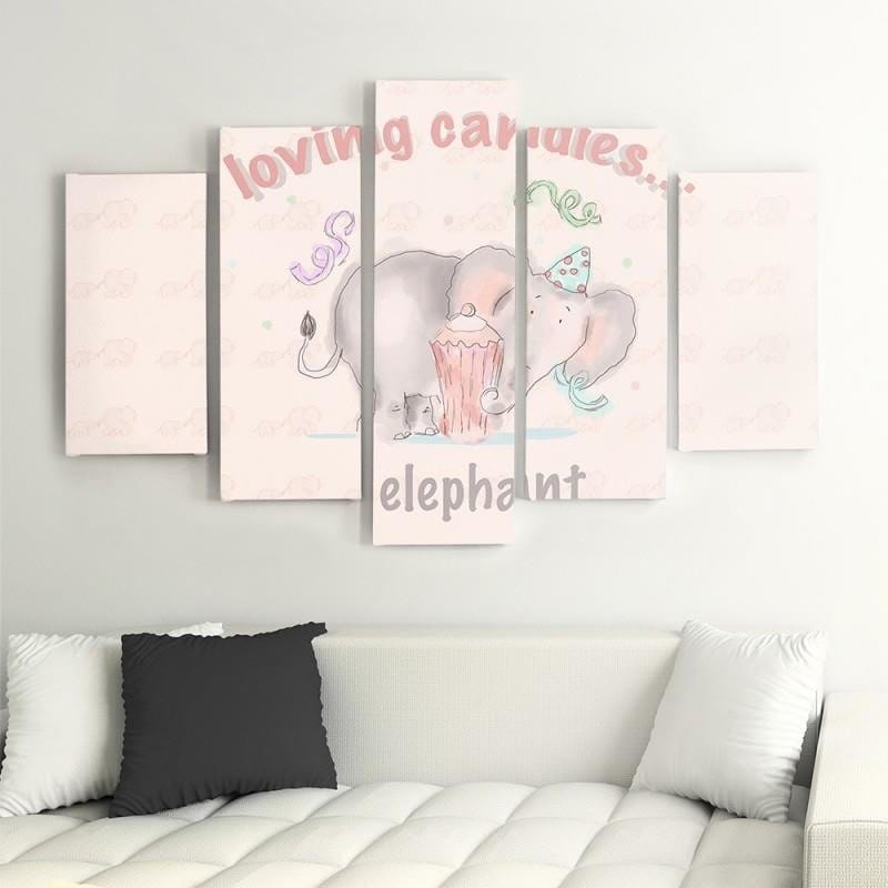 Kanva no 5 daļām - Type A, Loving Candies Elephant  Home Trends DECO