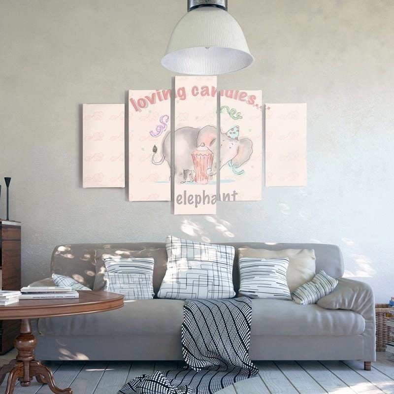 Kanva no 5 daļām - Type A, Loving Candies Elephant  Home Trends DECO