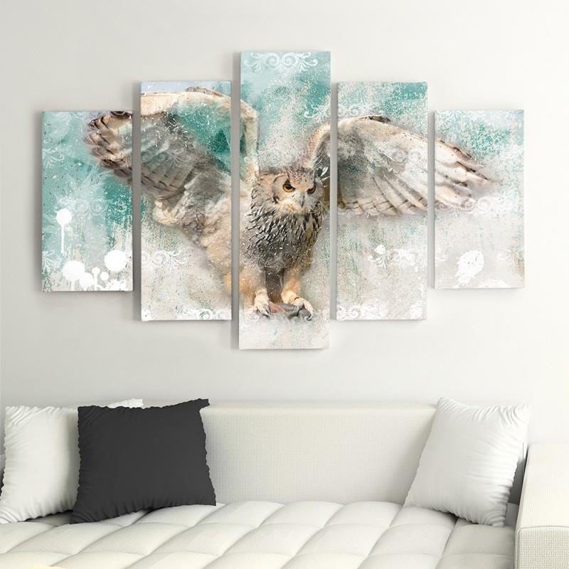 Kanva no 5 daļām - Type A, Owl In Flight Home Trends DECO