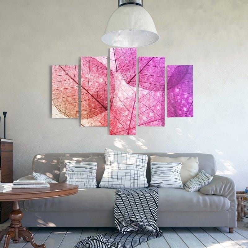 Kanva no 5 daļām - Type A, Pink Leaves Home Trends DECO
