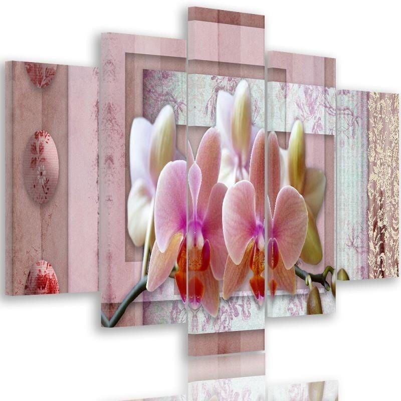 Kanva no 5 daļām - Type A, Pink Orchid Home Trends DECO
