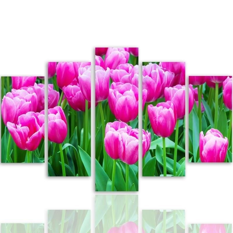Kanva no 5 daļām - Type A, Pink Tulips 1 Home Trends DECO