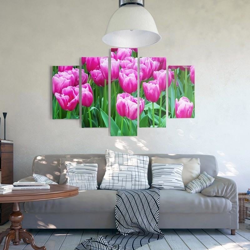 Kanva no 5 daļām - Type A, Pink Tulips 1 Home Trends DECO