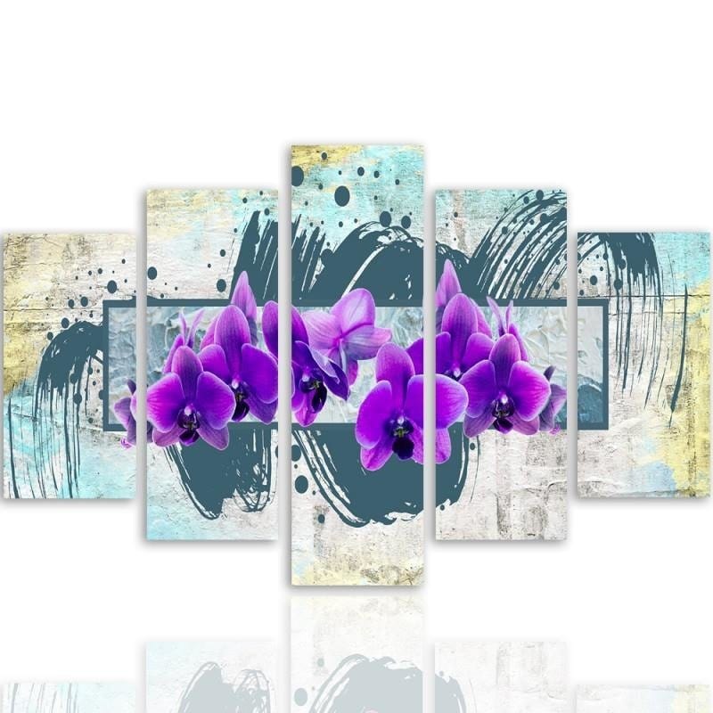 Kanva no 5 daļām - Type A, Purple Flowers 2 Home Trends DECO