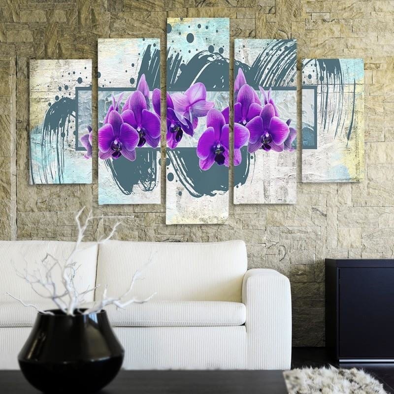Kanva no 5 daļām - Type A, Purple Flowers 2 Home Trends DECO