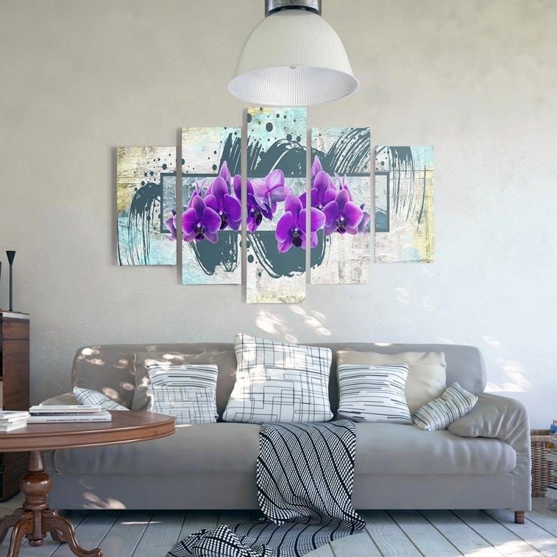Kanva no 5 daļām - Type A, Purple Flowers 2 Home Trends DECO