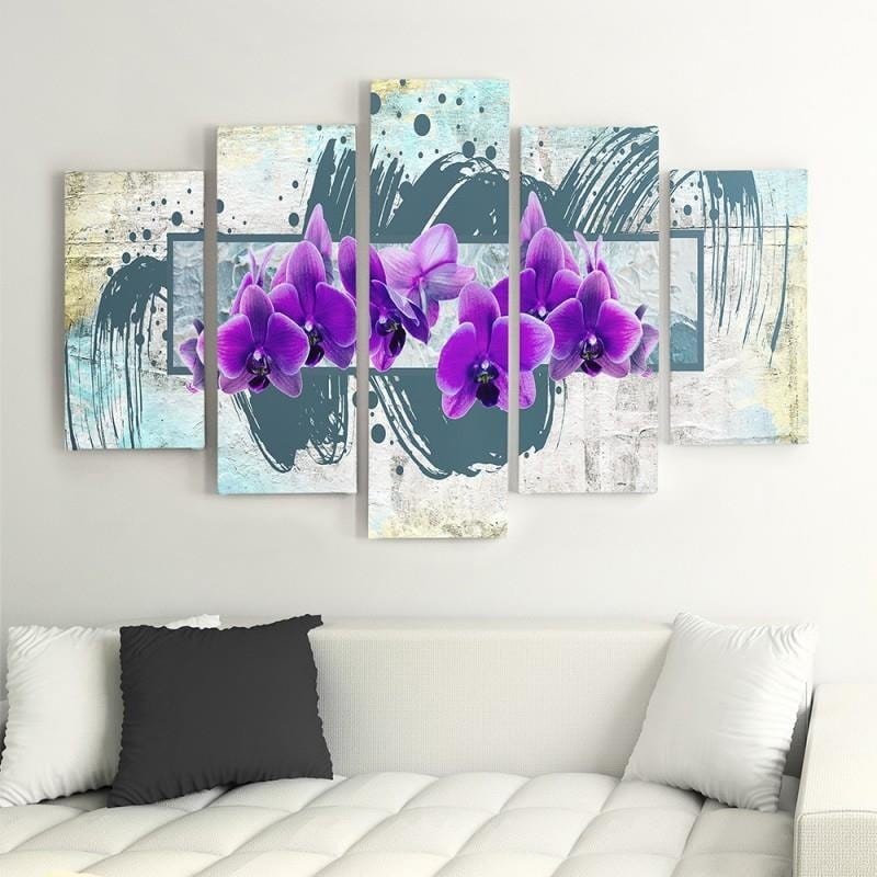 Kanva no 5 daļām - Type A, Purple Flowers 2 Home Trends DECO