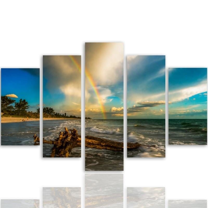 Kanva no 5 daļām - Type A, Rainbow Over The Beach Home Trends DECO