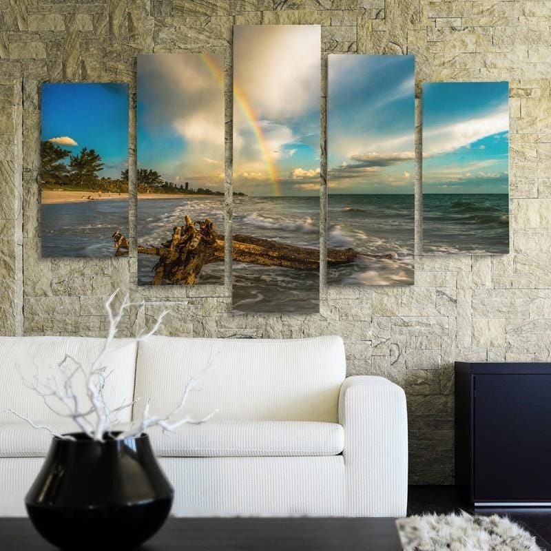Kanva no 5 daļām - Type A, Rainbow Over The Beach Home Trends DECO