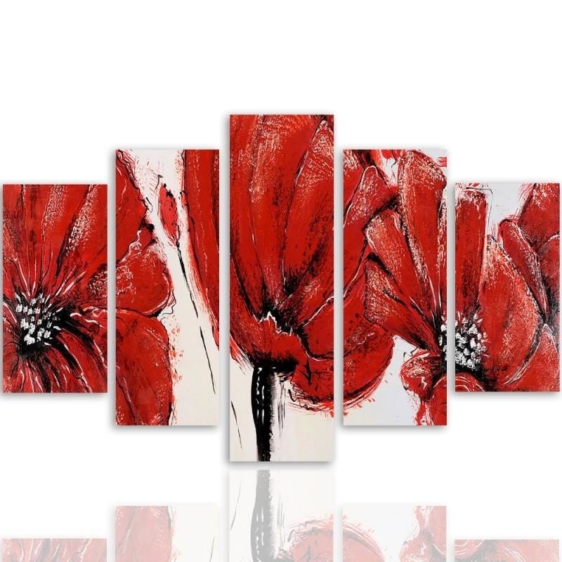 Kanva no 5 daļām - Type A, Red Flowers Home Trends DECO