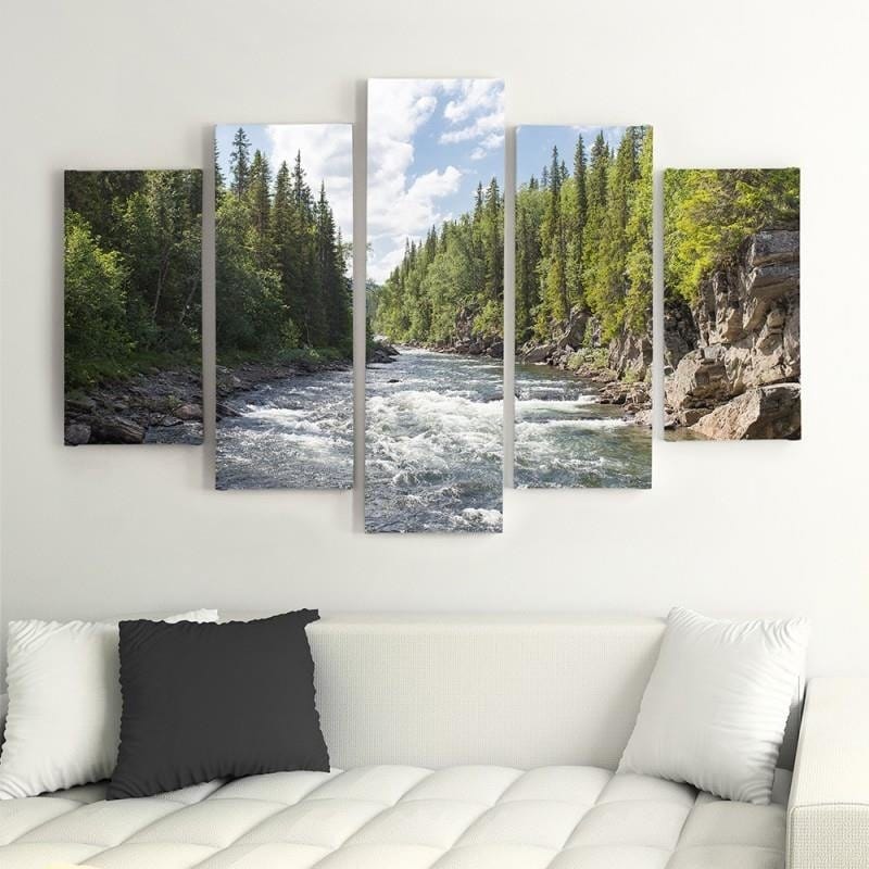 Kanva no 5 daļām - Type A, River In The Forest Home Trends DECO