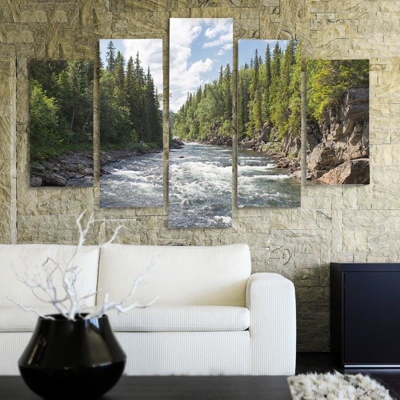 Kanva no 5 daļām - Type A, River In The Forest Home Trends DECO