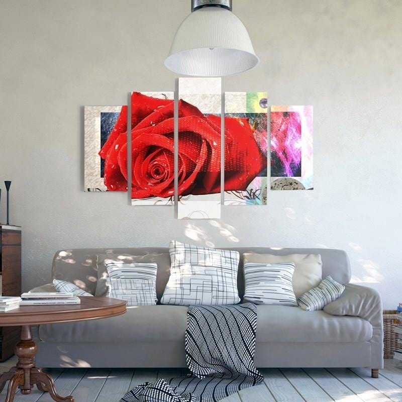 Kanva no 5 daļām - Type A, Rose Red Home Trends DECO