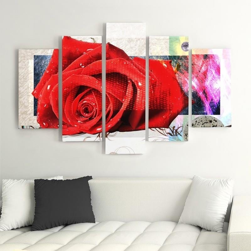 Kanva no 5 daļām - Type A, Rose Red Home Trends DECO