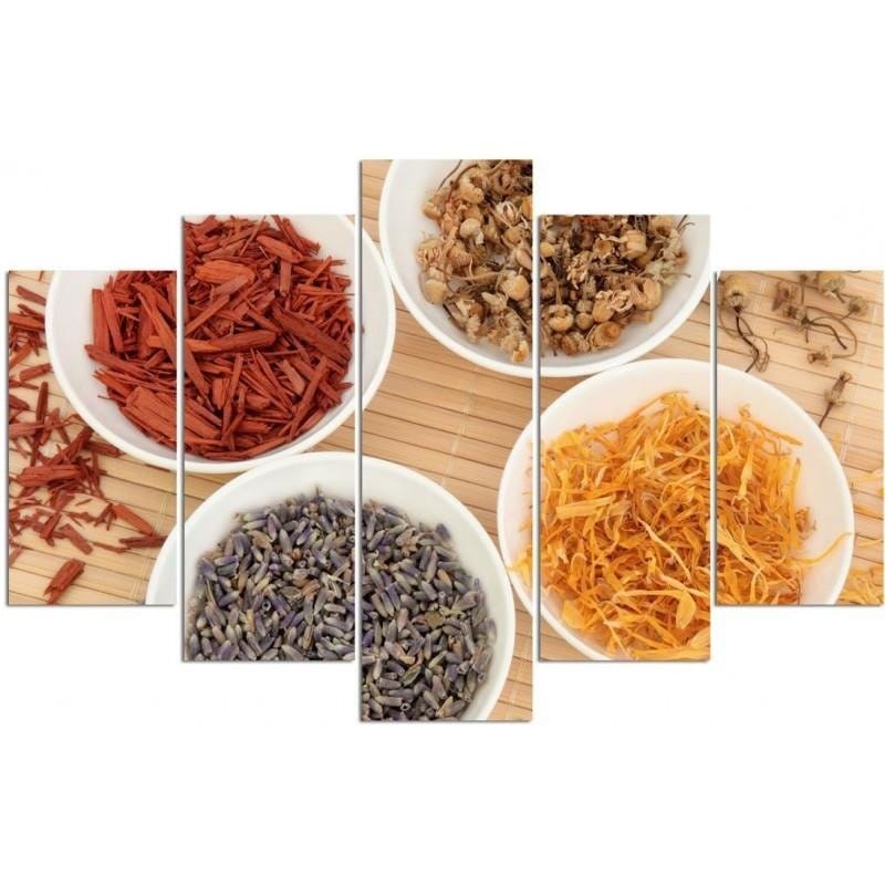 Kanva no 5 daļām - Type A, Spices In White Bowls Home Trends DECO