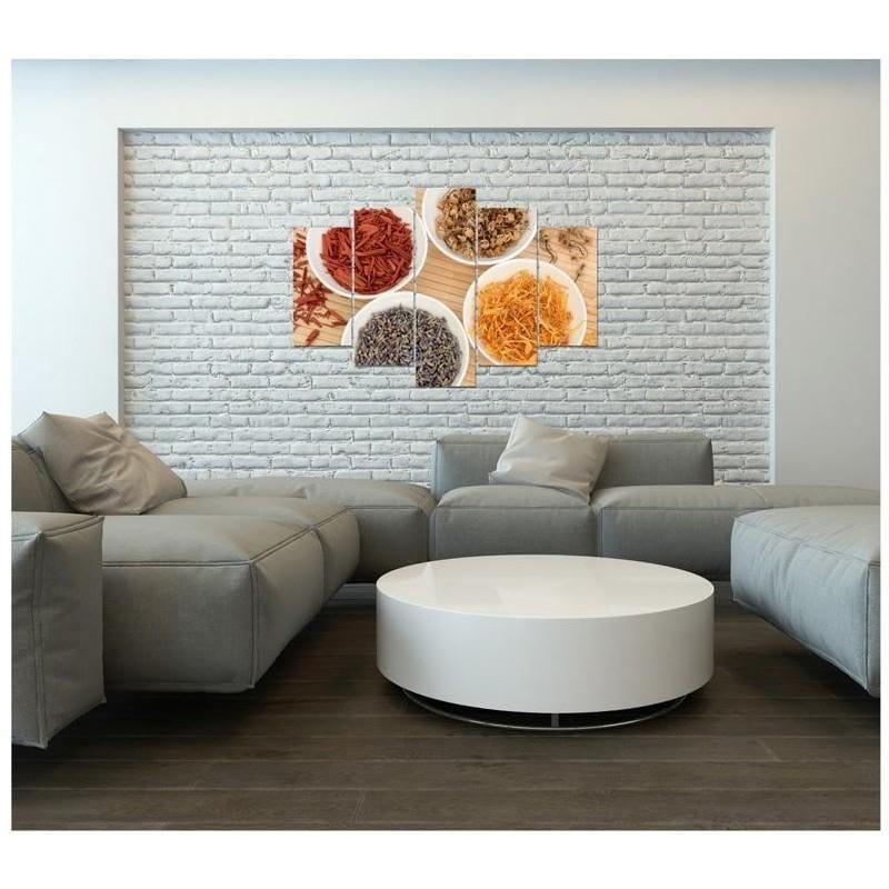 Kanva no 5 daļām - Type A, Spices In White Bowls Home Trends DECO