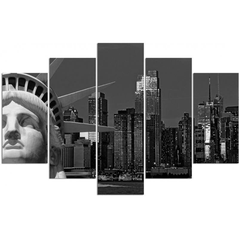 Kanva no 5 daļām - Type A, Statue Of Liberty Overlooking The City Home Trends DECO