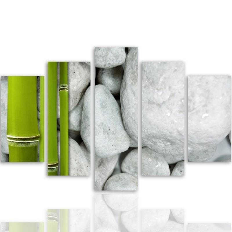 Kanva no 5 daļām - Type A, Stones And Bamboo Zen Home Trends DECO