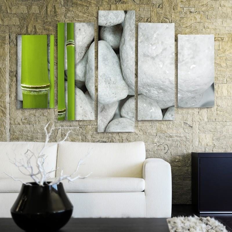 Kanva no 5 daļām - Type A, Stones And Bamboo Zen Home Trends DECO