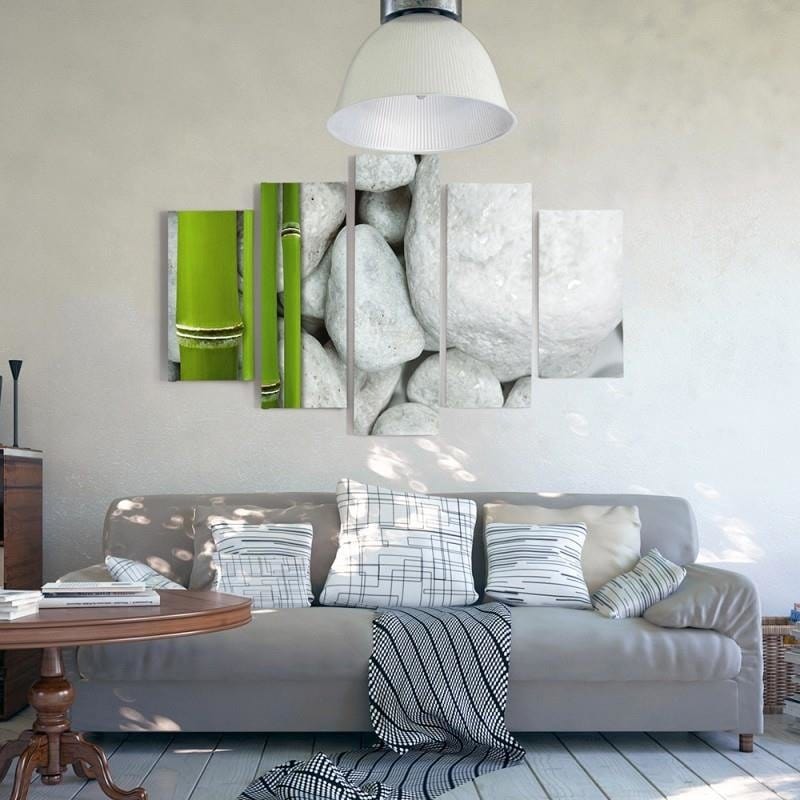 Kanva no 5 daļām - Type A, Stones And Bamboo Zen Home Trends DECO