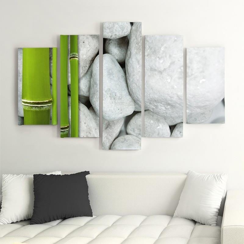 Kanva no 5 daļām - Type A, Stones And Bamboo Zen Home Trends DECO