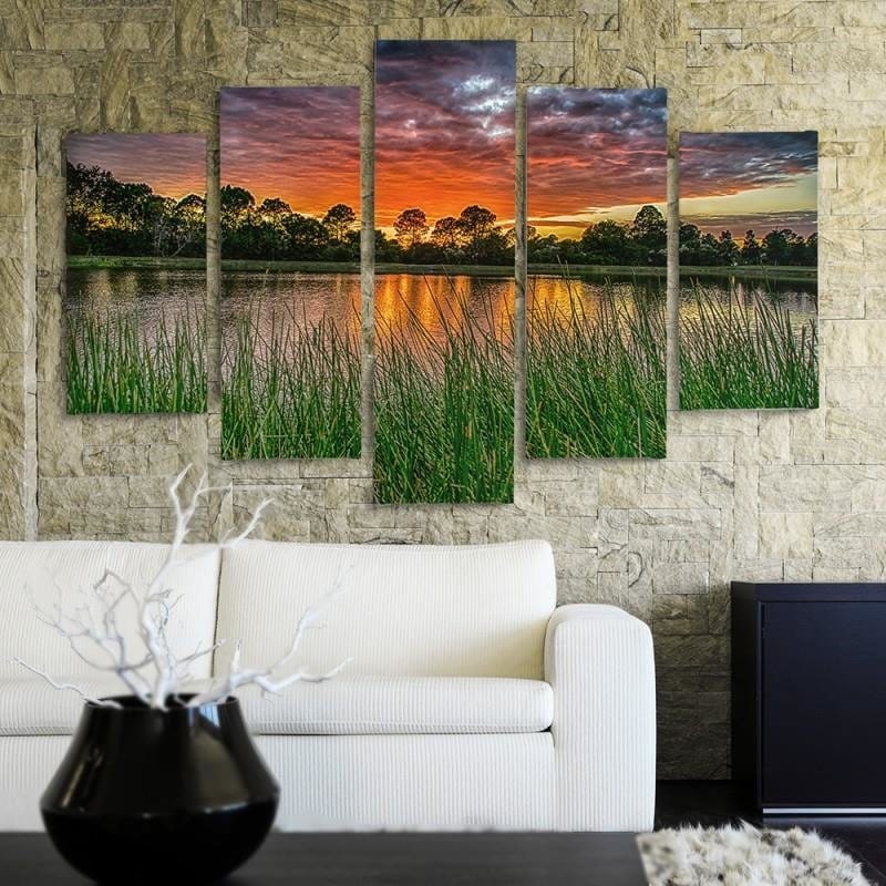 Kanva no 5 daļām - Type A, Sunset Over The Water 3 Home Trends DECO