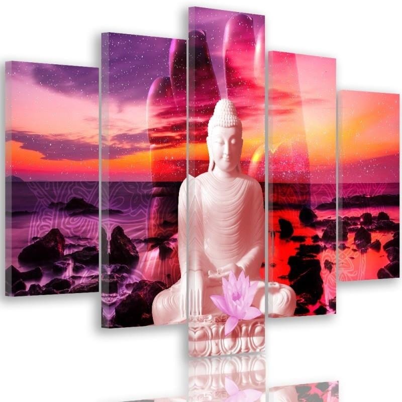 Kanva no 5 daļām - Type A, The Buddha On Background Of Ocean Home Trends DECO
