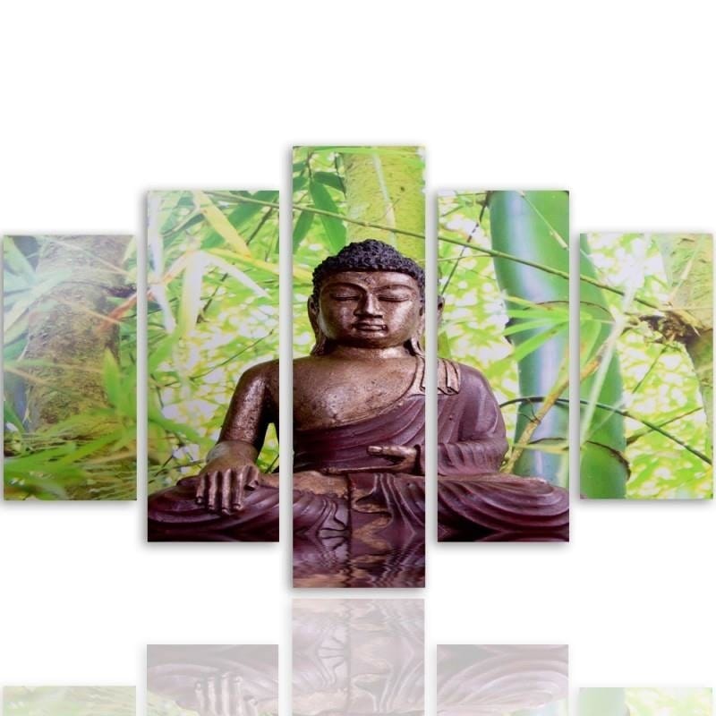Kanva no 5 daļām - Type A, The Buddha On The Background Of Bamboo Home Trends DECO