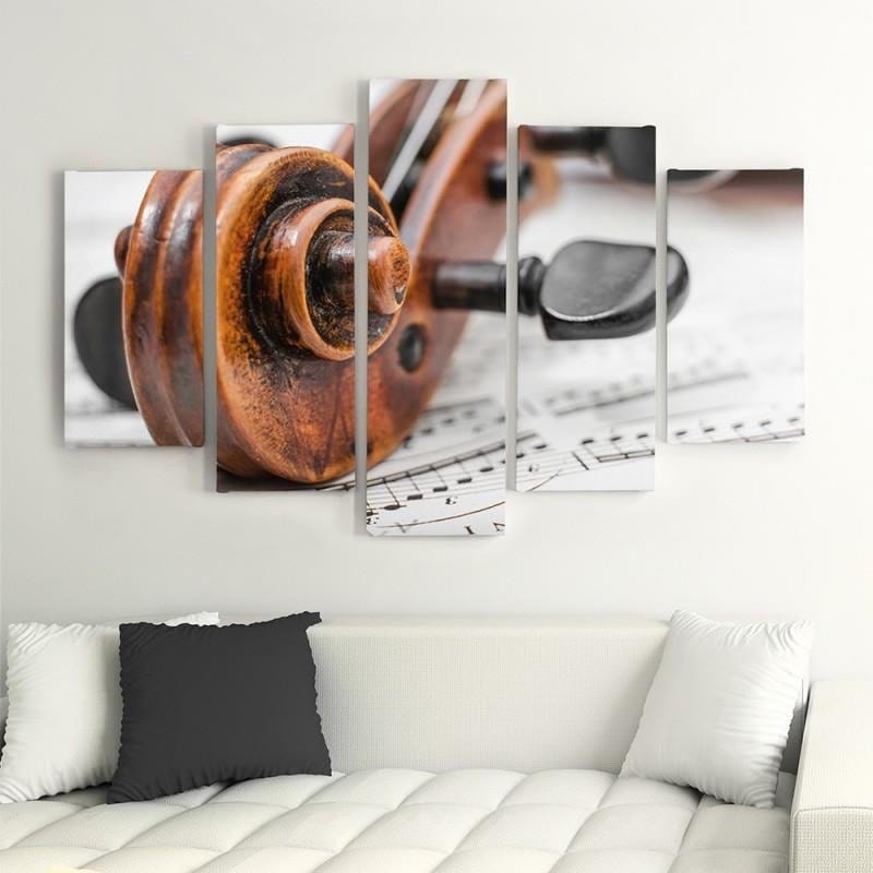 Kanva no 5 daļām - Type A, Violin On Music Sheet Home Trends DECO