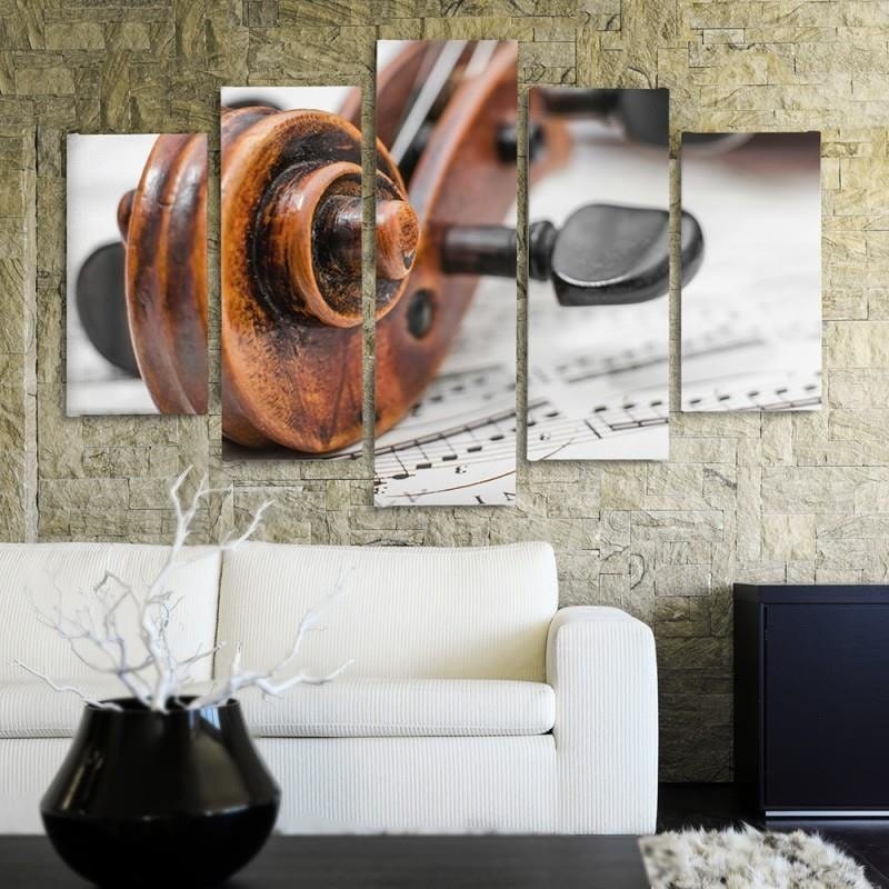 Kanva no 5 daļām - Type A, Violin On Music Sheet Home Trends DECO
